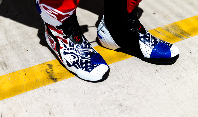 Marquez had some fitting boots for the race at COTA.